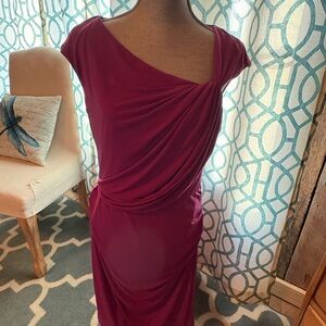 Women's New York and Company Purple Draped Cap-Sleeve Dress